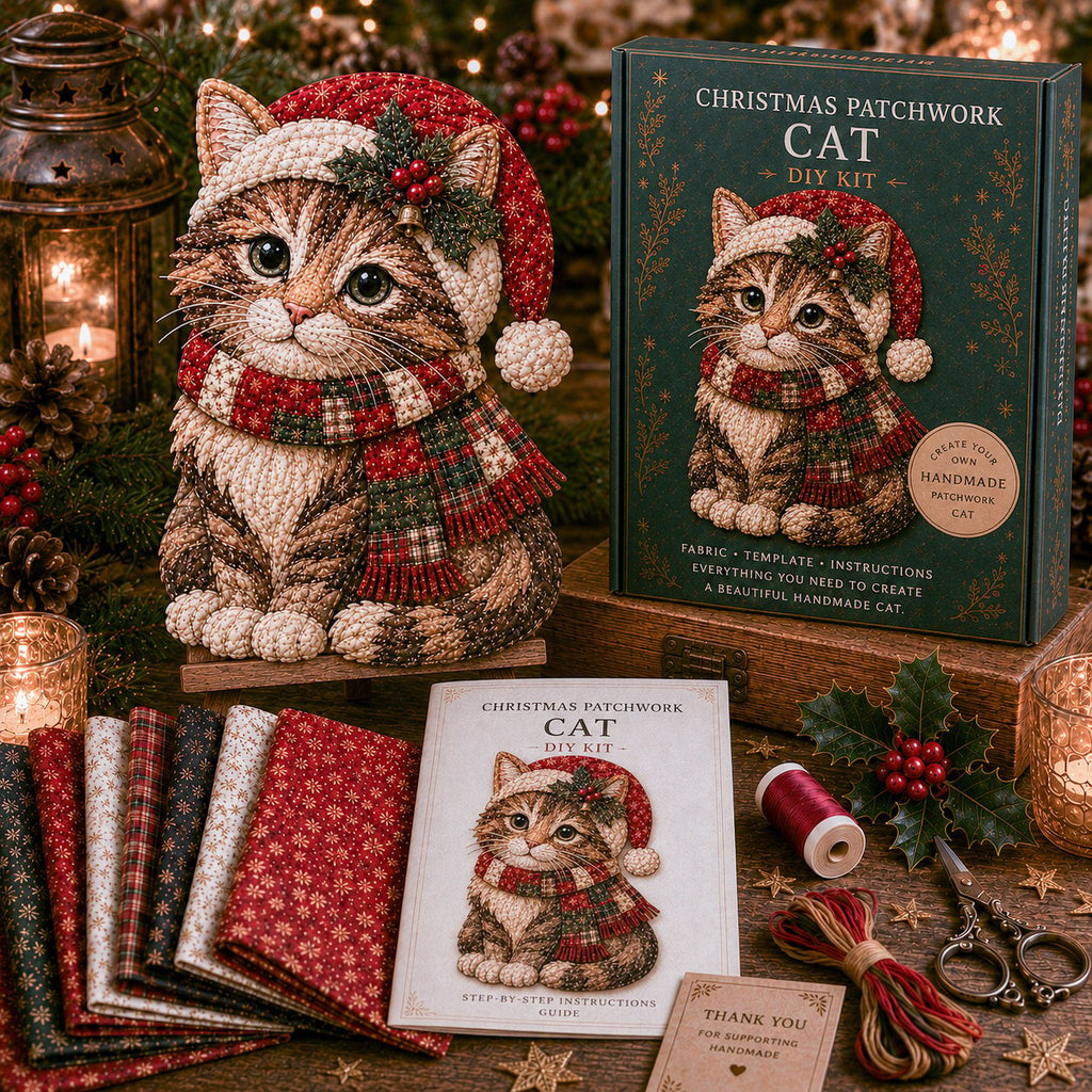 🧘Relaxing & Beginner-Friendly-🎅Christmas Patchwork Fabric DIY Decor Kit – Stunning Results, Zero Experience Needed