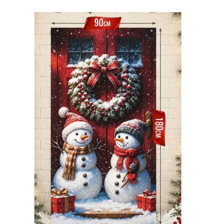 🔥Last Day 50% OFF - Santa Christmas Door Cover with Elastic Edges | Reusable Holiday Decor