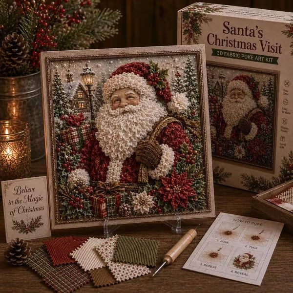 🎅3D Christmas Punch Needle Kit | No-Sew Holiday DIY Craft🧵