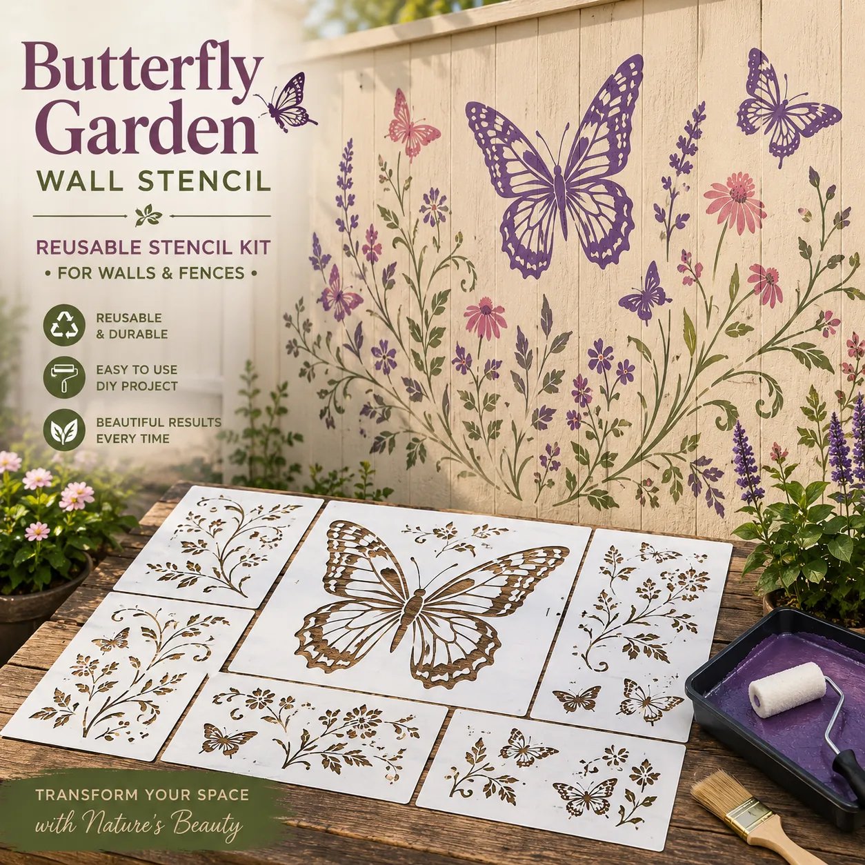 🌿 Garden Wall StencilTM Collection - ✨Make your walls look lively and not monotonous