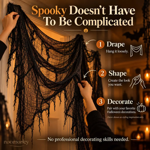 🎃 Haunted Halloween Gauze Drapes – Spooky Web-Like Fabric for Doorways, Hallways & Party Decor