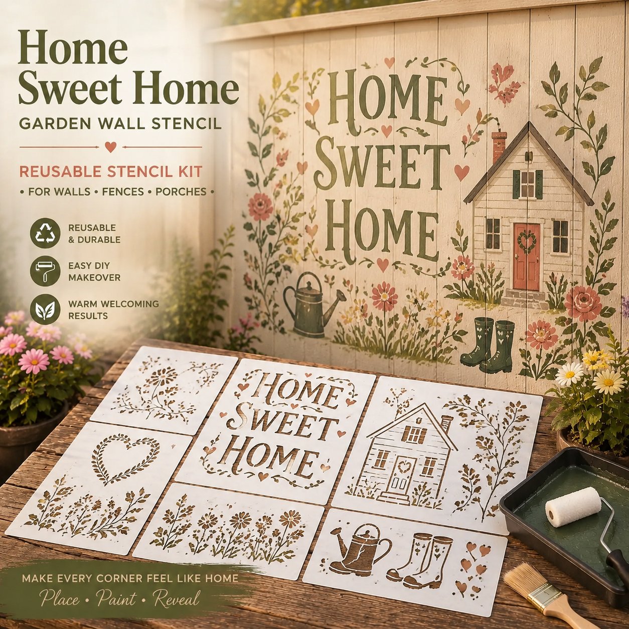 🌿 Garden Wall StencilTM Collection - ✨Make your walls look lively and not monotonous