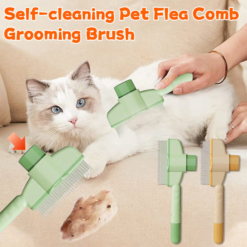 Self-Cleaning Pet Flea Comb & Grooming Brush