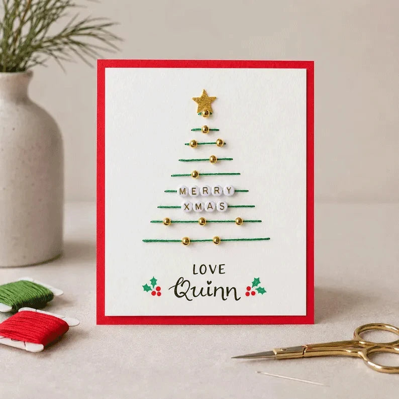🎄🧵 Christmas String Art Greeting Card DIY Kit – 6-Piece Stitching Set