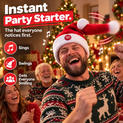 🎅 🤣 Singing & Dancing Santa Hat — Animated Christmas Party Hat(📦Buy 2 Get Free Shipping)