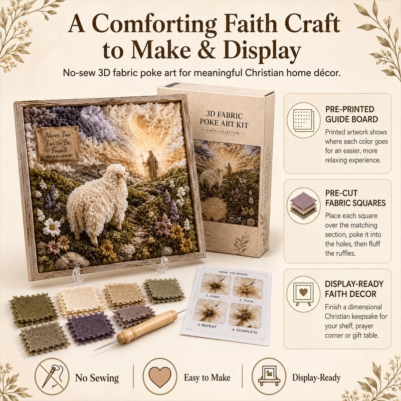 🧘Relaxing & Beginner-Friendly-✝️3D Christian Fabric Poke Art Kit(📦Buy 2 Free Shipping)