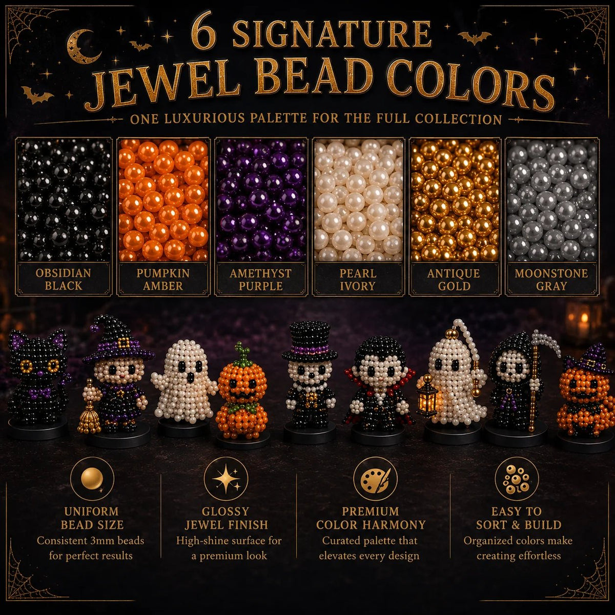 🧘Relaxing & Beginner-Friendly-🎃31 Nights of Hollowmoon DIY 3D Jewel Bead Countdown Calendar