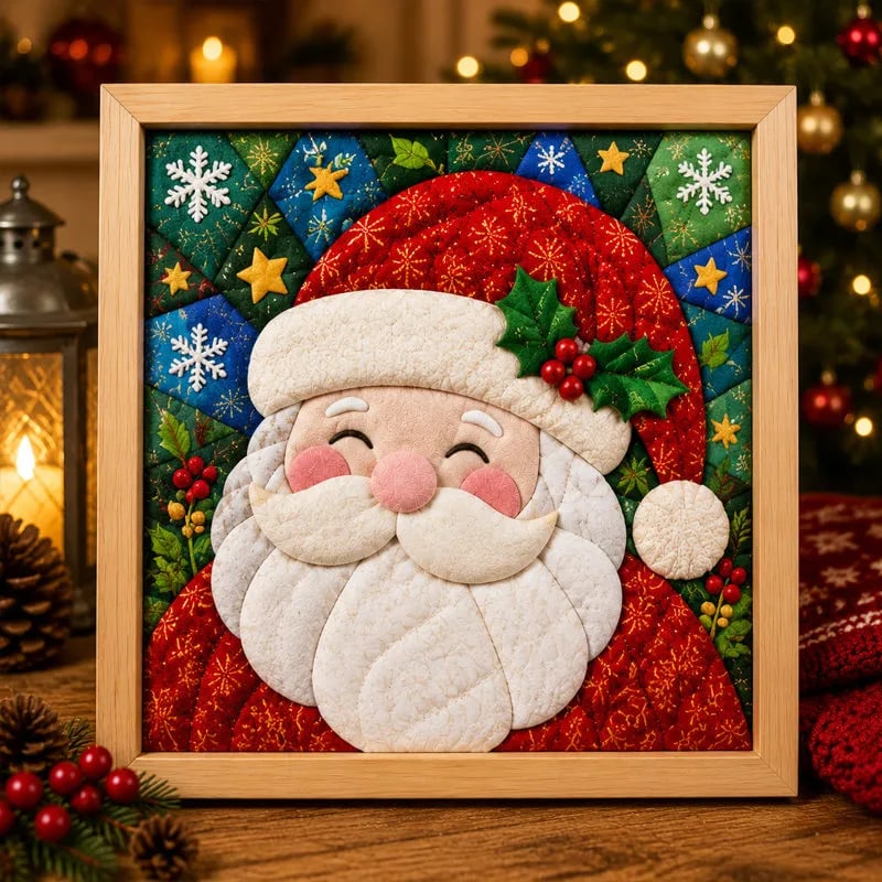 🎄Premium DIY Christmas Fabric Art Painting Kit | No-Sew Layered Fabric Craft with Reindeer, Sleigh, Christmas Tree & Snowflake Details 🎨✨