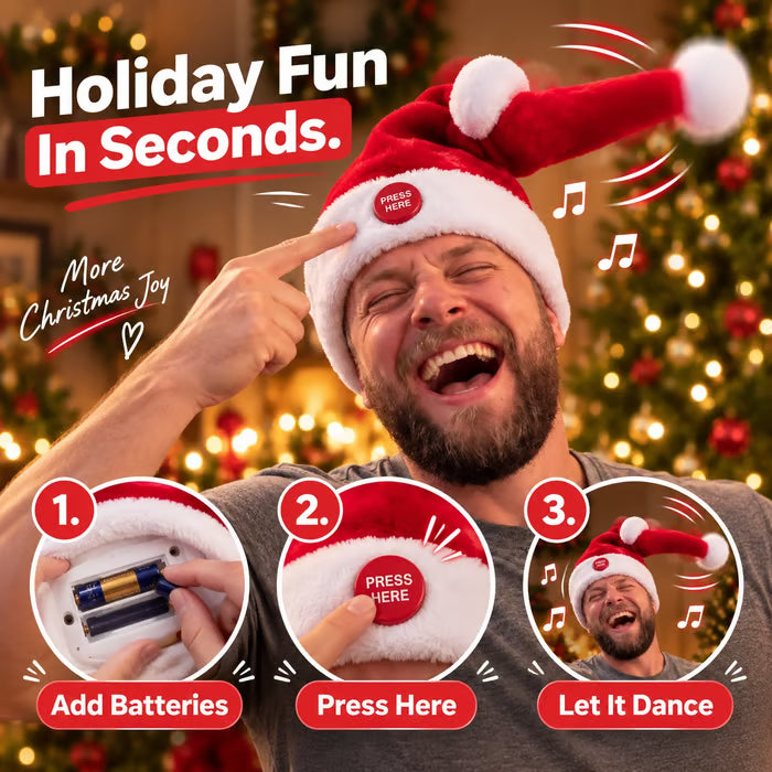 🎅 🤣 Singing & Dancing Santa Hat — Animated Christmas Party Hat(📦Buy 2 Get Free Shipping)