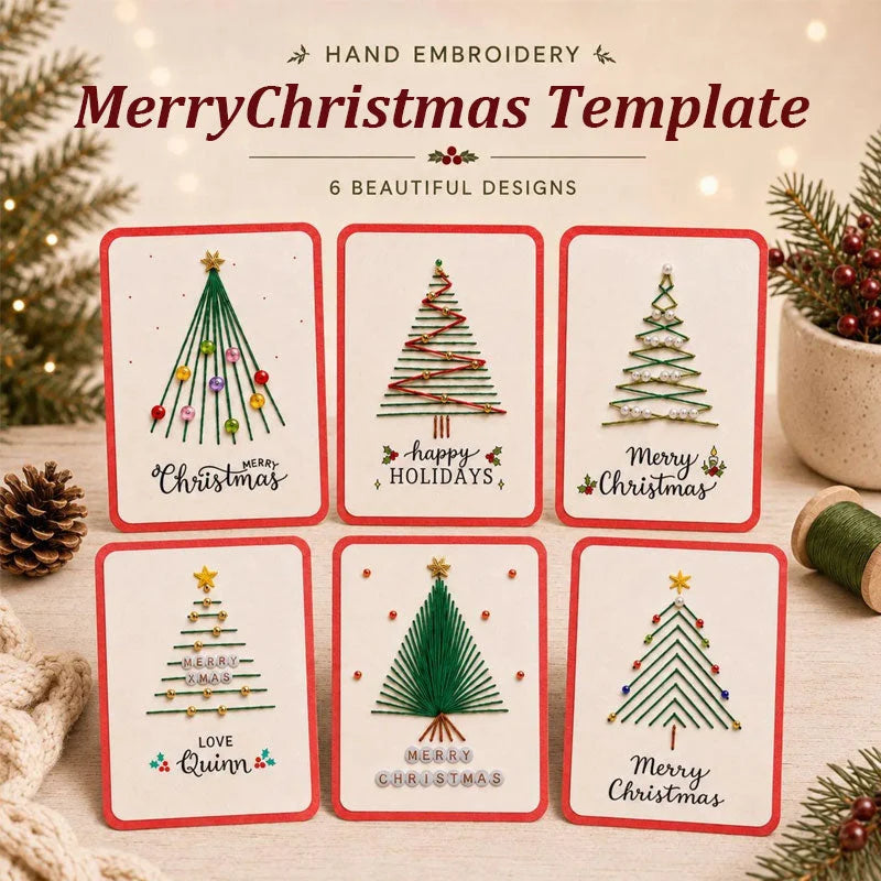 🎄🧵 Christmas String Art Greeting Card DIY Kit – 6-Piece Stitching Set