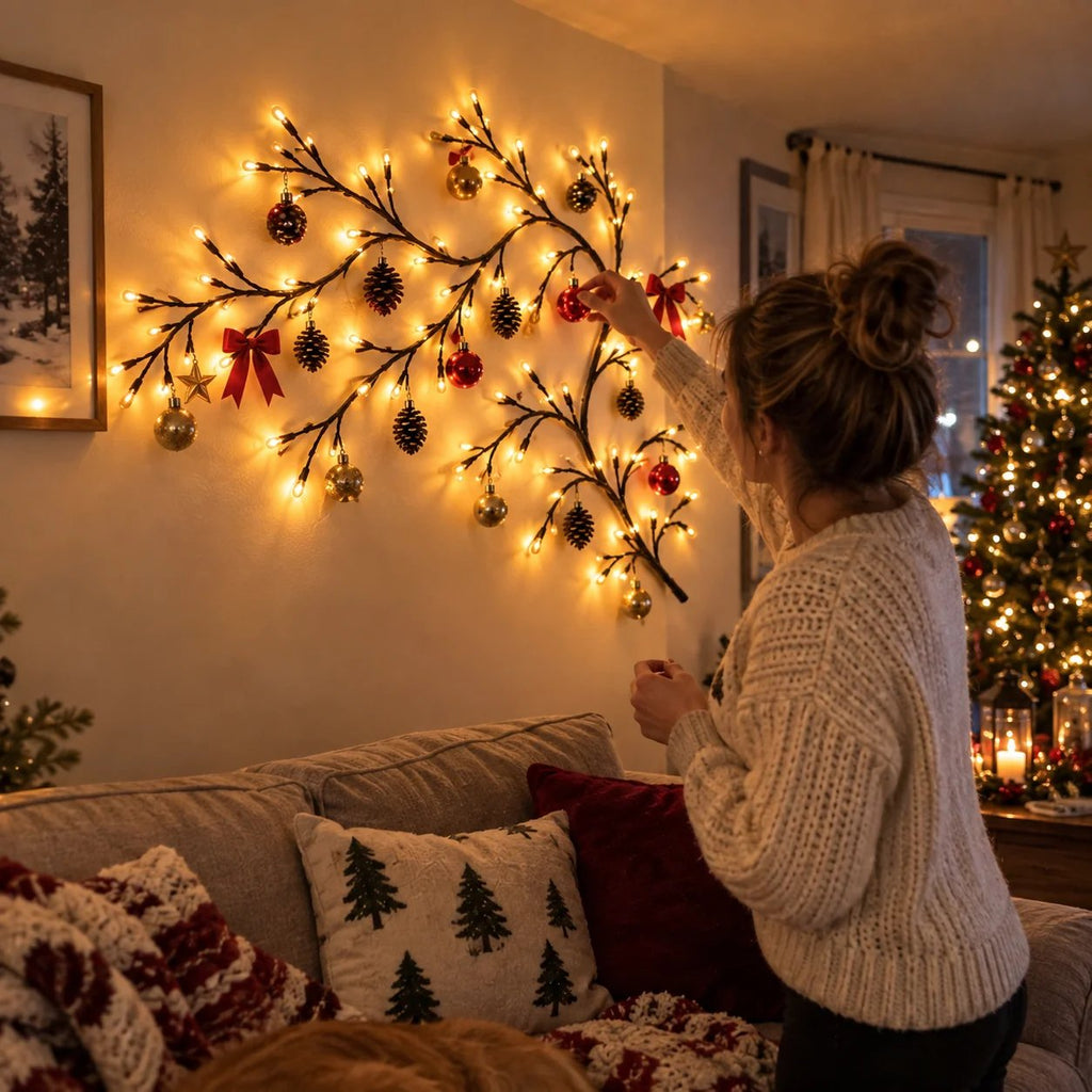 ✨ Flexible LED Branch Lights | Remote-Controlled Holiday Wall Decor(📦Buy 2 Free Shipping)