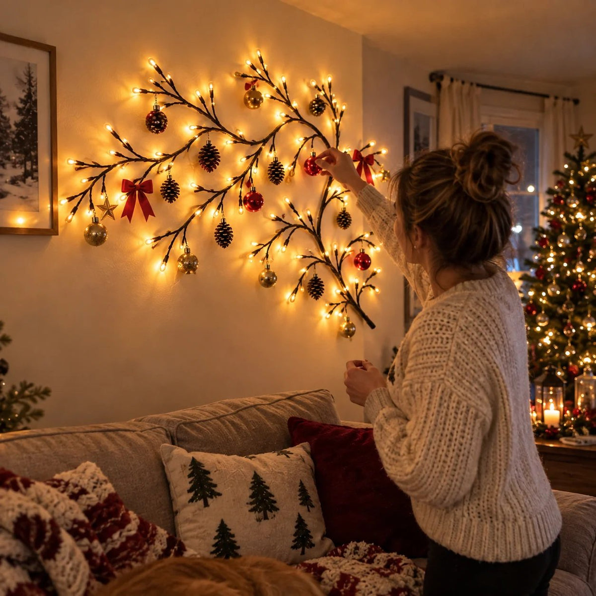 ✨ Flexible LED Branch Lights | Remote-Controlled Holiday Wall Decor(📦Buy 2 Free Shipping)