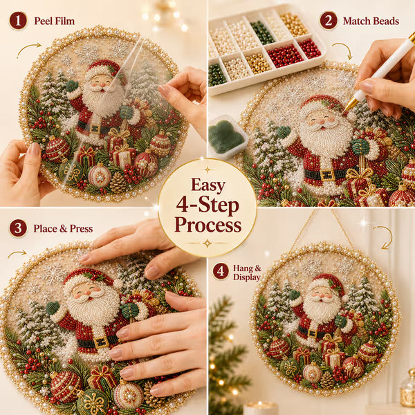 🌸🌻🍂🎄✨ Four Seasons & Holiday Pearl Art Hanging Wreath Kit | Luxury Flocked Canvas with Scratch-Resistant Non-Fading Pearl Beads DIY Handmade Seasonal Decor 💎