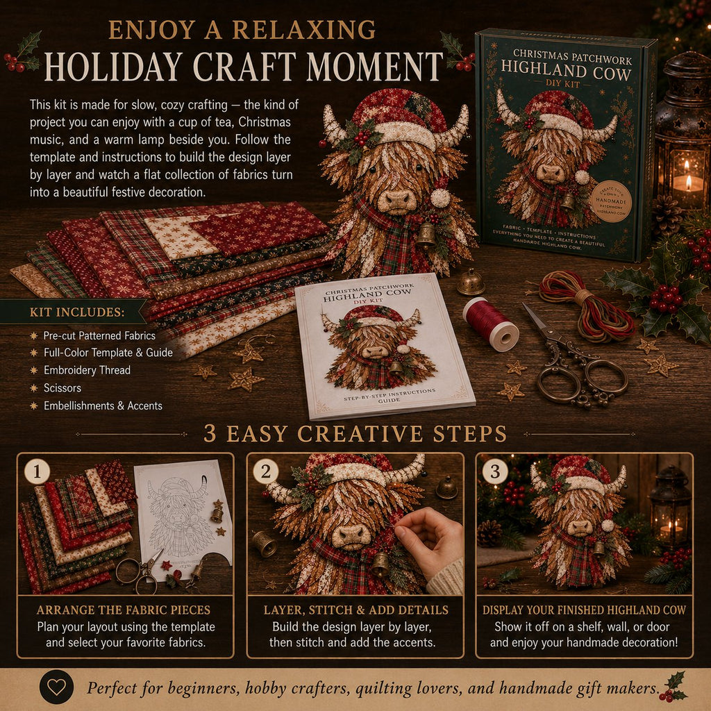 🧘Relaxing & Beginner-Friendly-🎅Christmas Patchwork Fabric DIY Decor Kit – Stunning Results, Zero Experience Needed