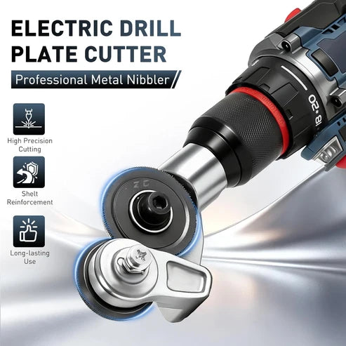 🛠️Metal Nibbler Drill Attachment -✨Effortless Clean Cuts Through Steel, Aluminum, Copper & Plastic Panels