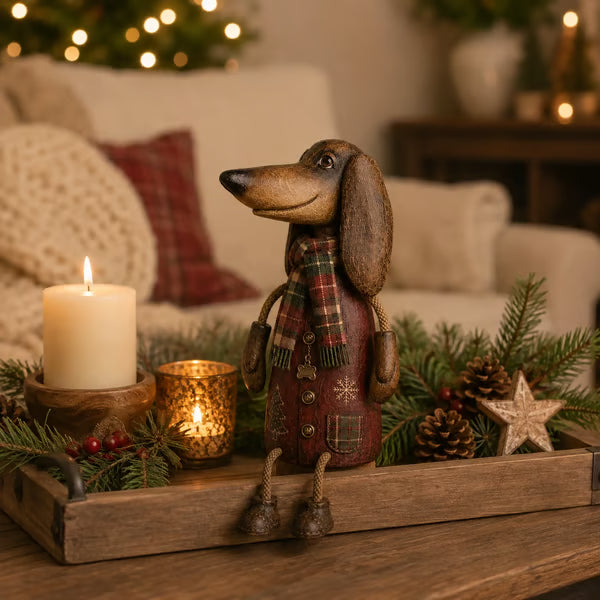🐶🎄 Vintage Christmas Dachshund Shelf Sitter