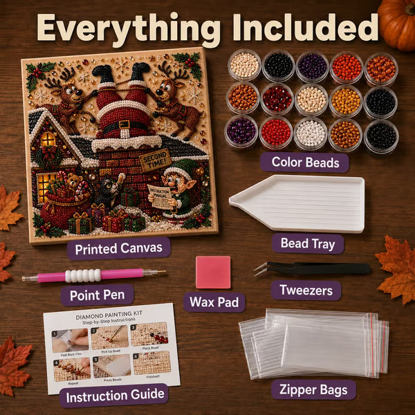 🧘 Relaxing & Beginner-Friendly 🎄 Premium 3D Pearl Christmas Art Kit – Luxury Flocked Canvas with Scratch-Resistant, Fade-Resistant Pearl Coating