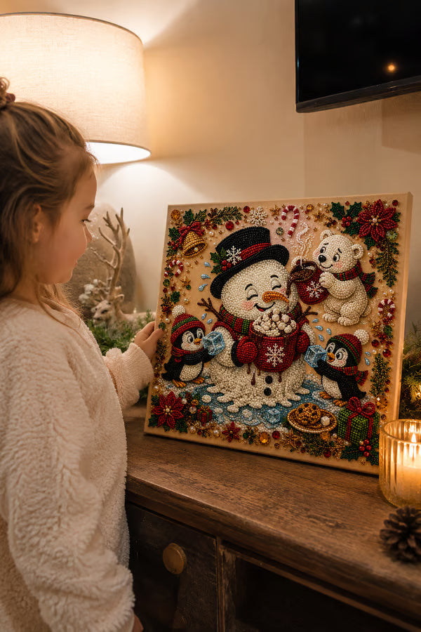 🧘 Relaxing & Beginner-Friendly 🎄 Premium 3D Pearl Christmas Art Kit – Luxury Flocked Canvas with Scratch-Resistant, Fade-Resistant Pearl Coating