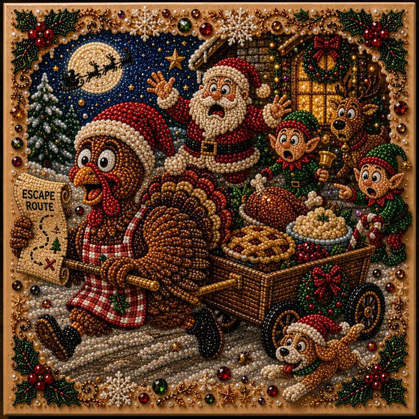 🧘 Relaxing & Beginner-Friendly 🎄 Premium 3D Pearl Christmas Art Kit – Luxury Flocked Canvas with Scratch-Resistant, Fade-Resistant Pearl Coating