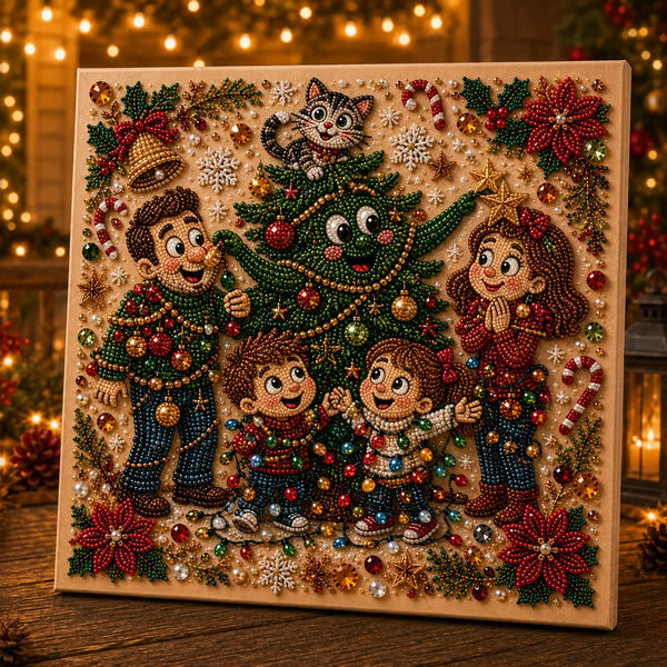 🧘 Relaxing & Beginner-Friendly 🎄 Premium 3D Pearl Christmas Art Kit – Luxury Flocked Canvas with Scratch-Resistant, Fade-Resistant Pearl Coating