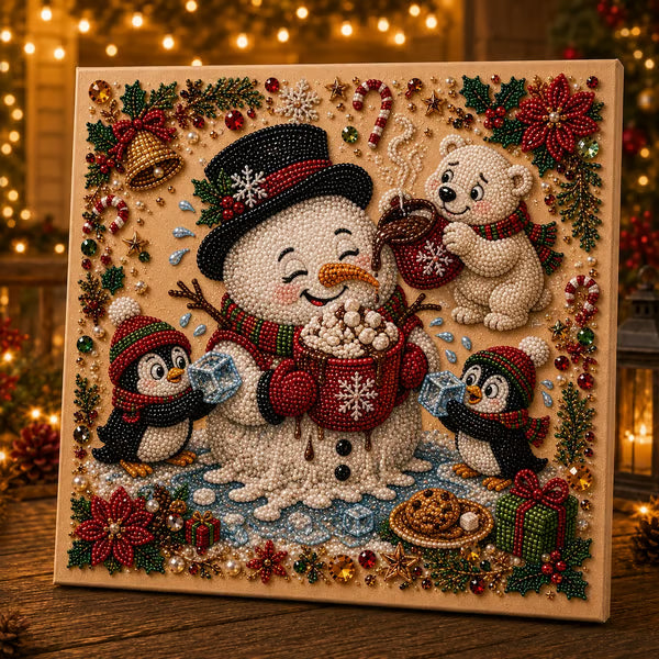 🧘 Relaxing & Beginner-Friendly 🎄 Premium 3D Pearl Christmas Art Kit – Luxury Flocked Canvas with Scratch-Resistant, Fade-Resistant Pearl Coating