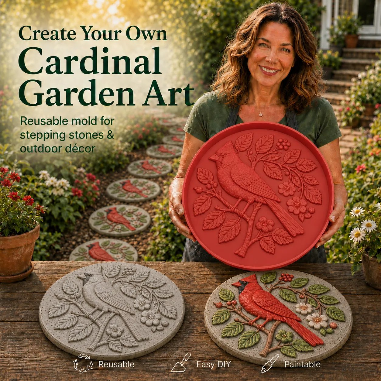 🐦Hummingbird Garden Art Stepping Stone Mold-🎨 No special skills needed—create durable garden art with your own hands in just a few simple steps.