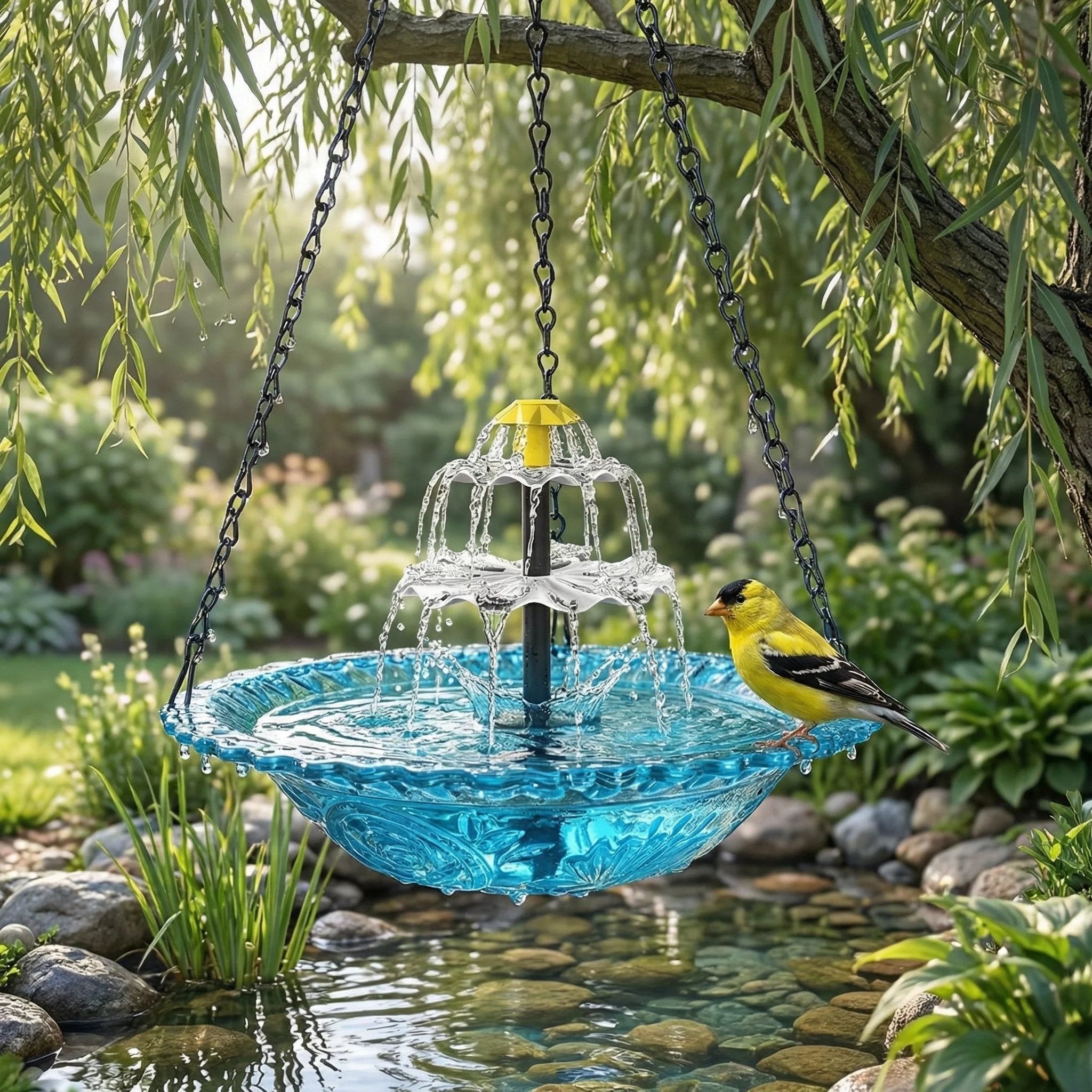 ⭐2026 USA Sale: Up to 50% OFF -☀Solar Cascade Hanging Bird Bath Fountain🎁Buy 2 Free Shipping