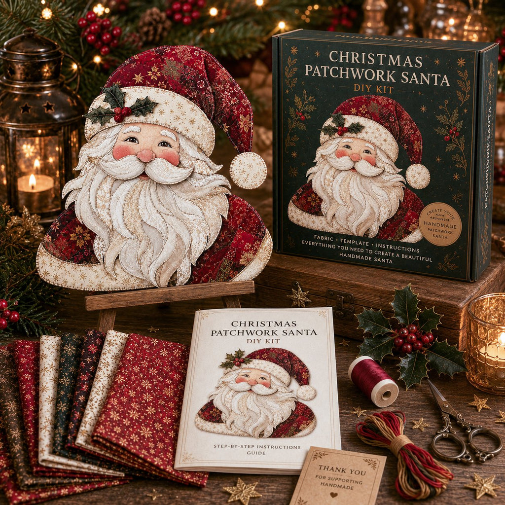 🧘Relaxing & Beginner-Friendly-🎅Christmas Patchwork Fabric DIY Decor Kit – Stunning Results, Zero Experience Needed
