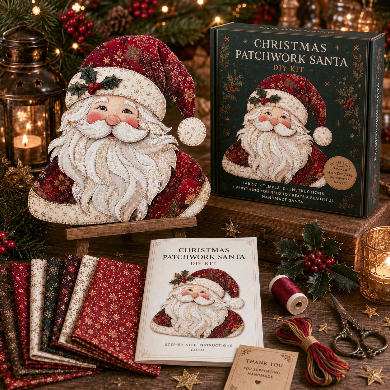 🧘Relaxing & Beginner-Friendly-🎅Christmas Patchwork Fabric DIY Decor Kit – Stunning Results, Zero Experience Needed