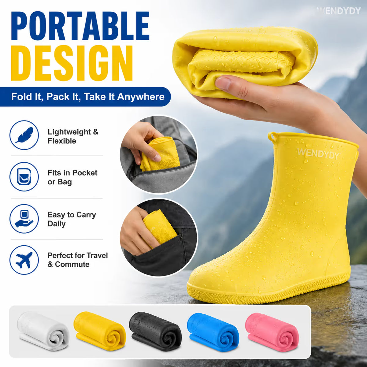 🌧️Stop Soaked Sneakers! Heavy-Duty Rain Shoe Covers – Anti-Slip & Fold Into Your Bag