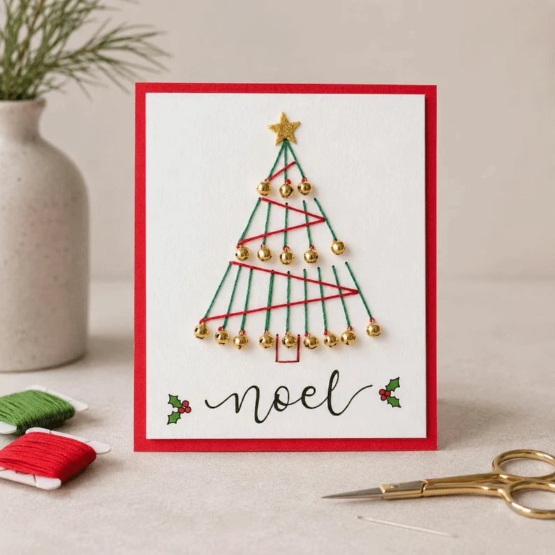 🎄🧵 Christmas String Art Greeting Card DIY Kit – 6-Piece Stitching Set