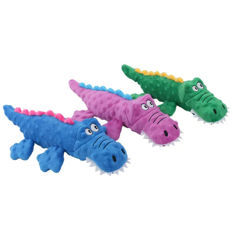 Squeaky Crocodile Plush Dog Toy for Aggressive Chewers