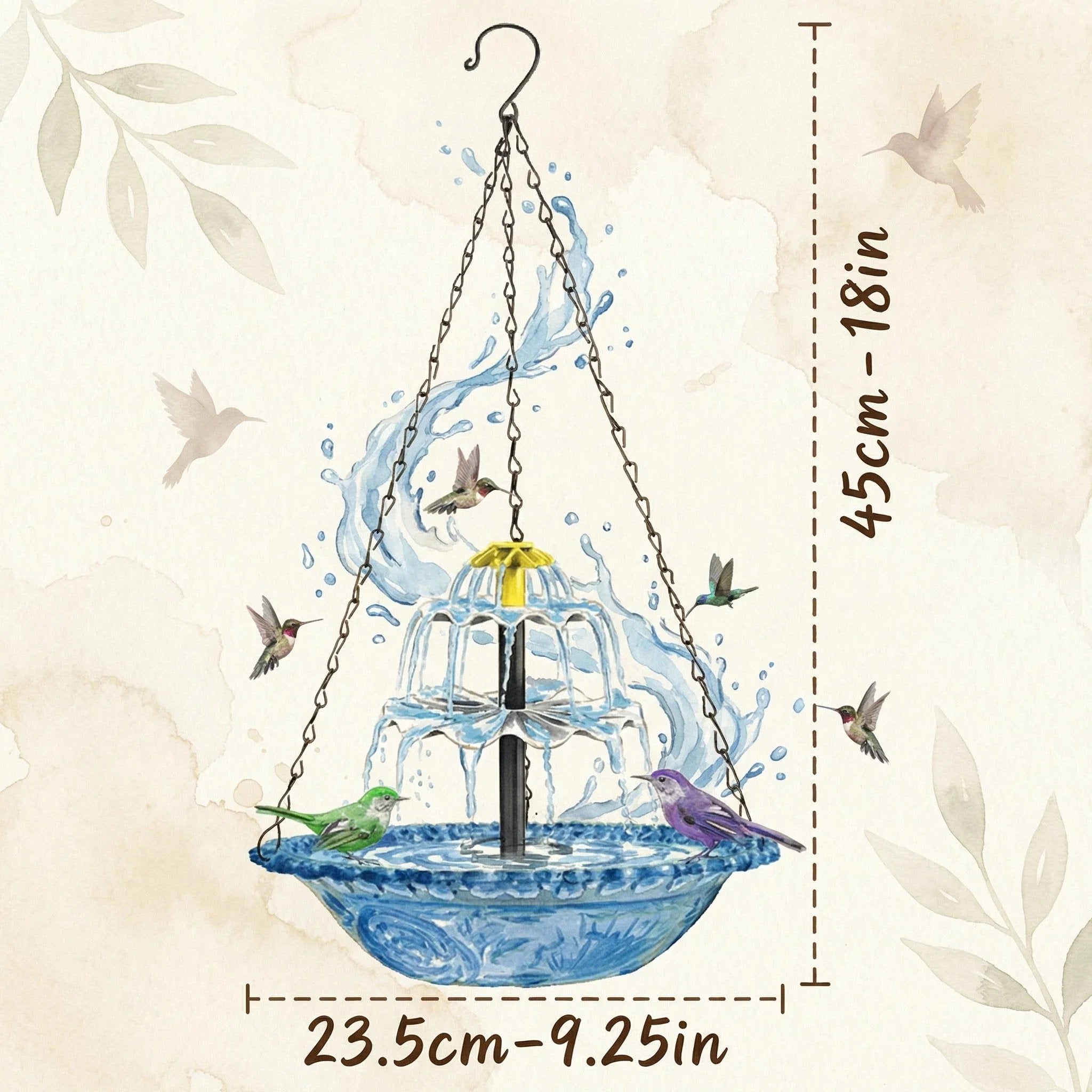 ⭐2026 USA Sale: Up to 50% OFF -☀Solar Cascade Hanging Bird Bath Fountain🎁Buy 2 Free Shipping