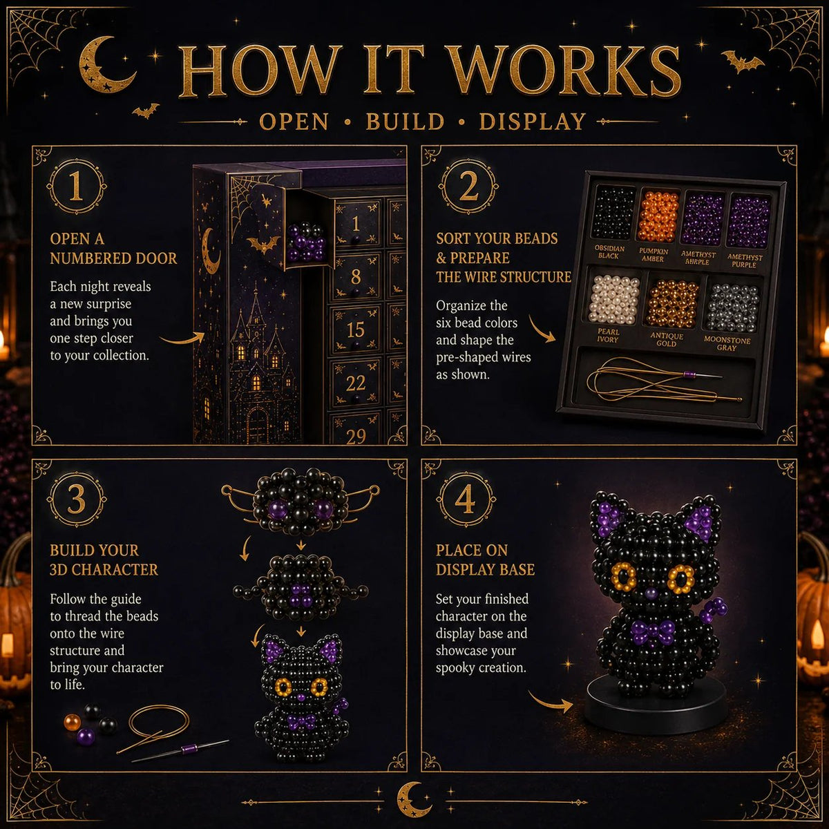 🧘Relaxing & Beginner-Friendly-🎃31 Nights of Hollowmoon DIY 3D Jewel Bead Countdown Calendar