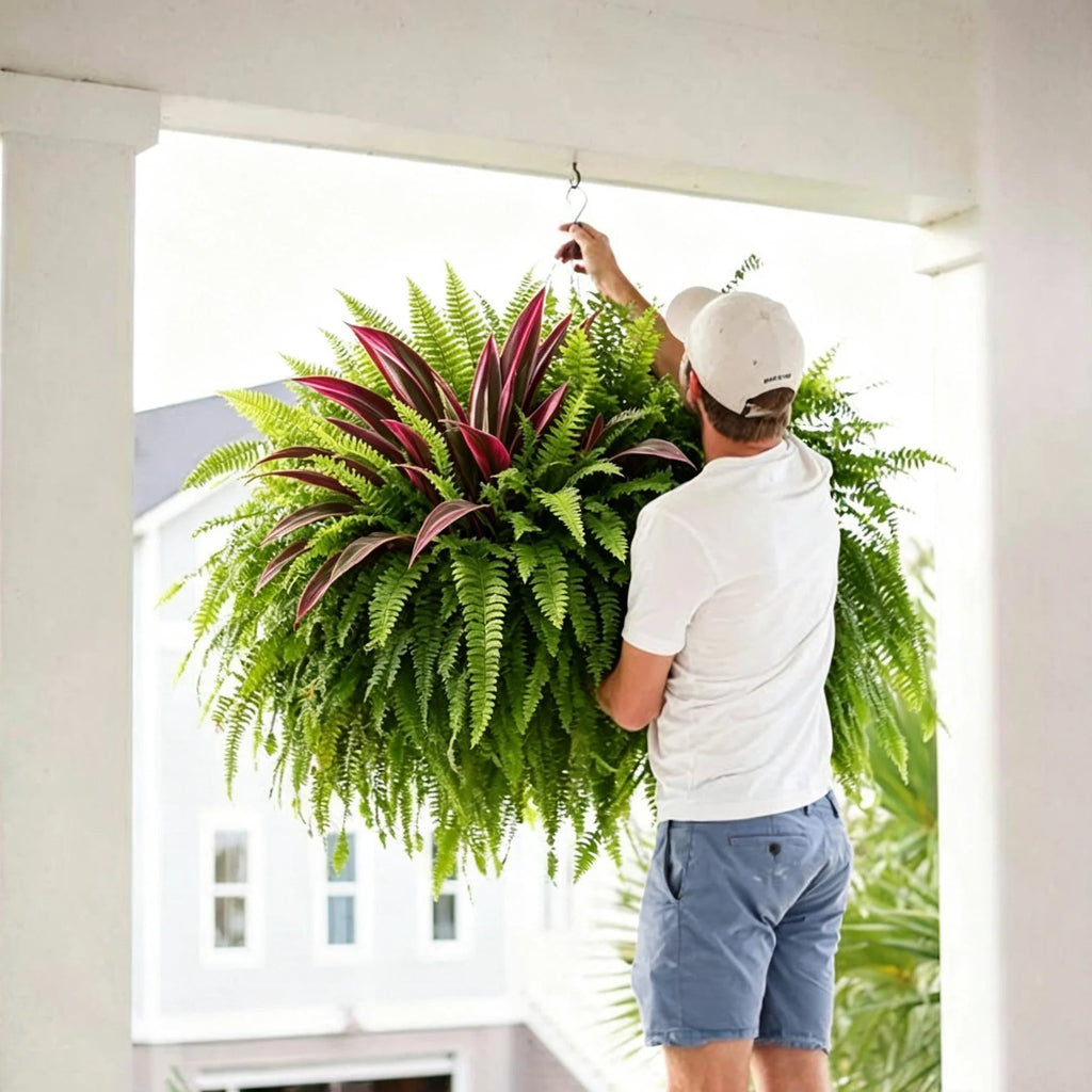 🔥UV-Resistant Artificial Fern & Red Dracaena Decorative Plants – Full, Lush & Fade-Resistant!
