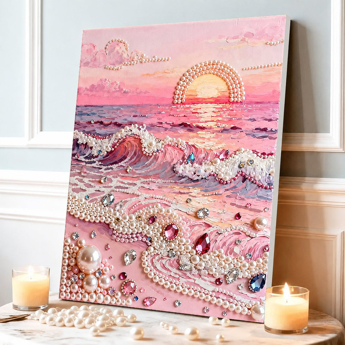 🧘Relaxing & Beginner-Friendly-💫DIY Self-Adhesive Pearl Canvas Art for Elegant Wall Decor