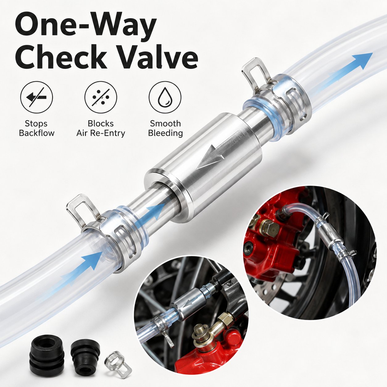 🛠️ One-Way Brake Bleeder Hose Kit -🚗Restore stronger braking performance — no repair shop