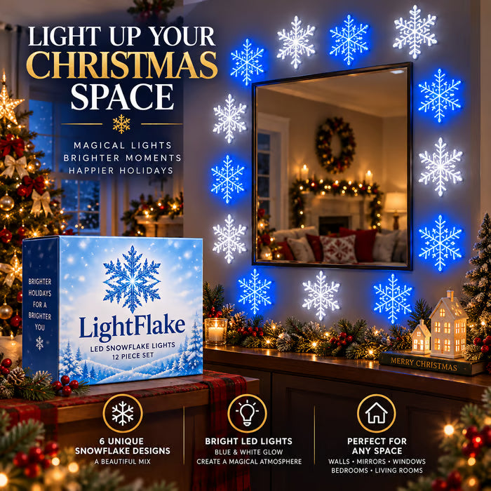 🔥Today 50% OFF🔥 - ❄️12PCS LED Snowflake Wall Lights – Peel & Stick Winter Wonderland Christmas Decor🎄