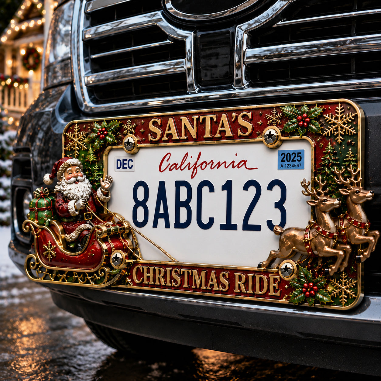 ⭐Compliance 100% Road Legal – No Plate Obstruction🎄Christmas License Plate Frame – Festive Style for Every Ride