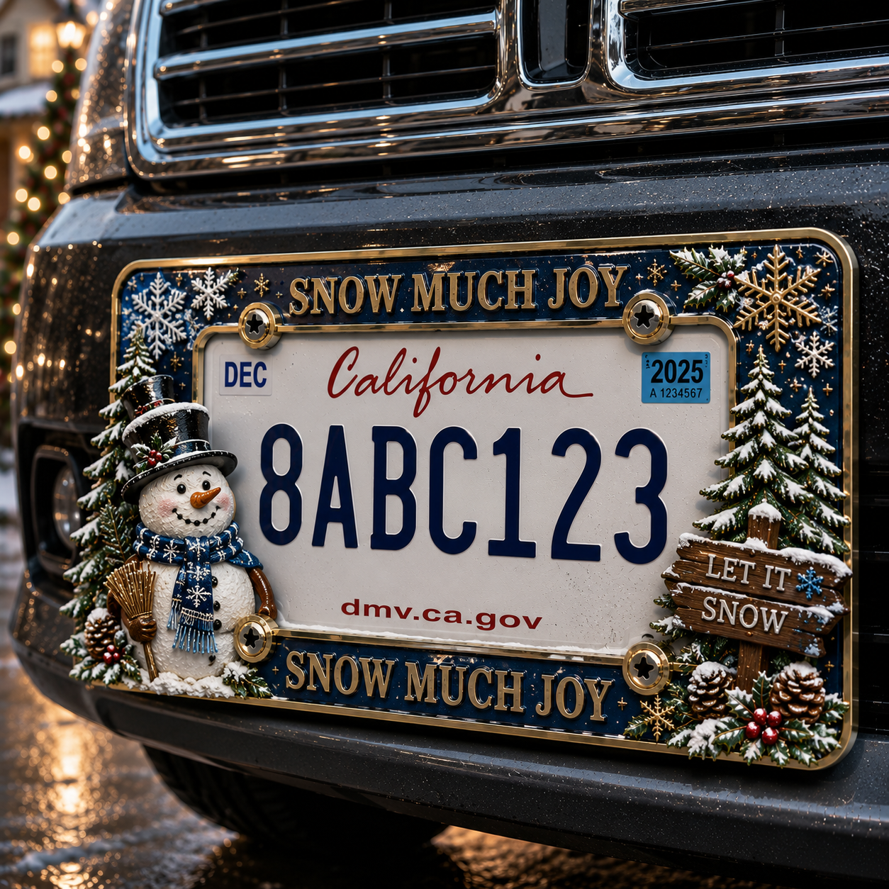 ⭐Compliance 100% Road Legal – No Plate Obstruction🎄Christmas License Plate Frame – Festive Style for Every Ride