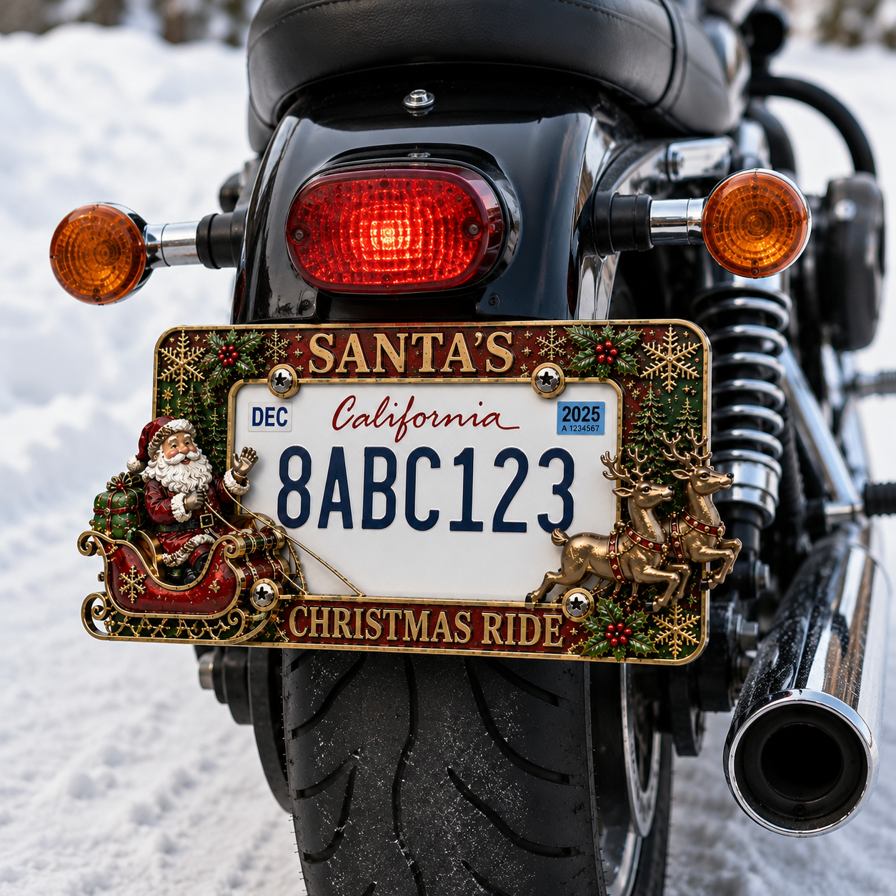 ⭐Compliance 100% Road Legal – No Plate Obstruction🎄Christmas License Plate Frame – Festive Style for Every Ride