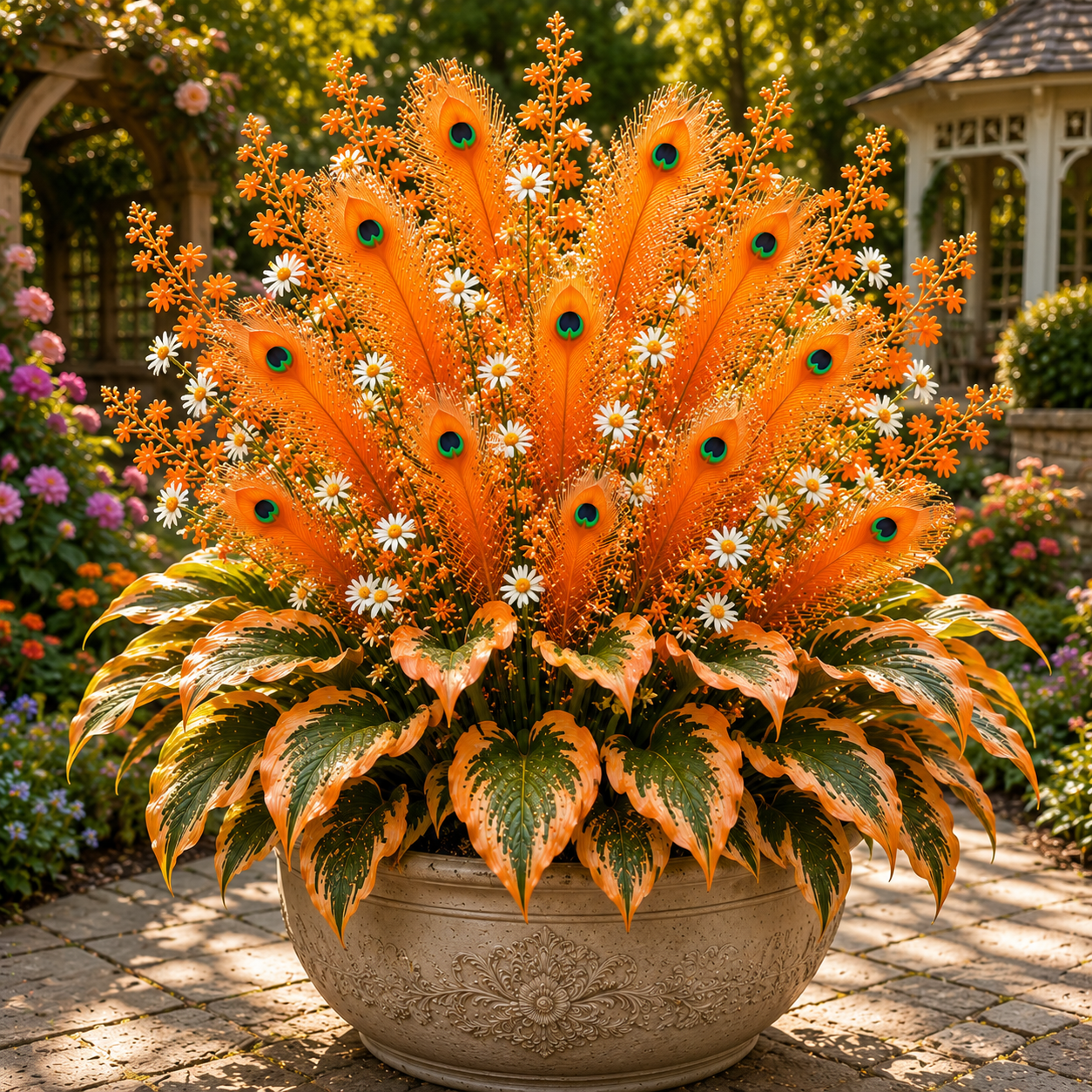 🌿🔥 Peacock Flame Hosta Seeds – Vibrant Multicolor Foliage for Gardens, Patios & Planters 🦚
