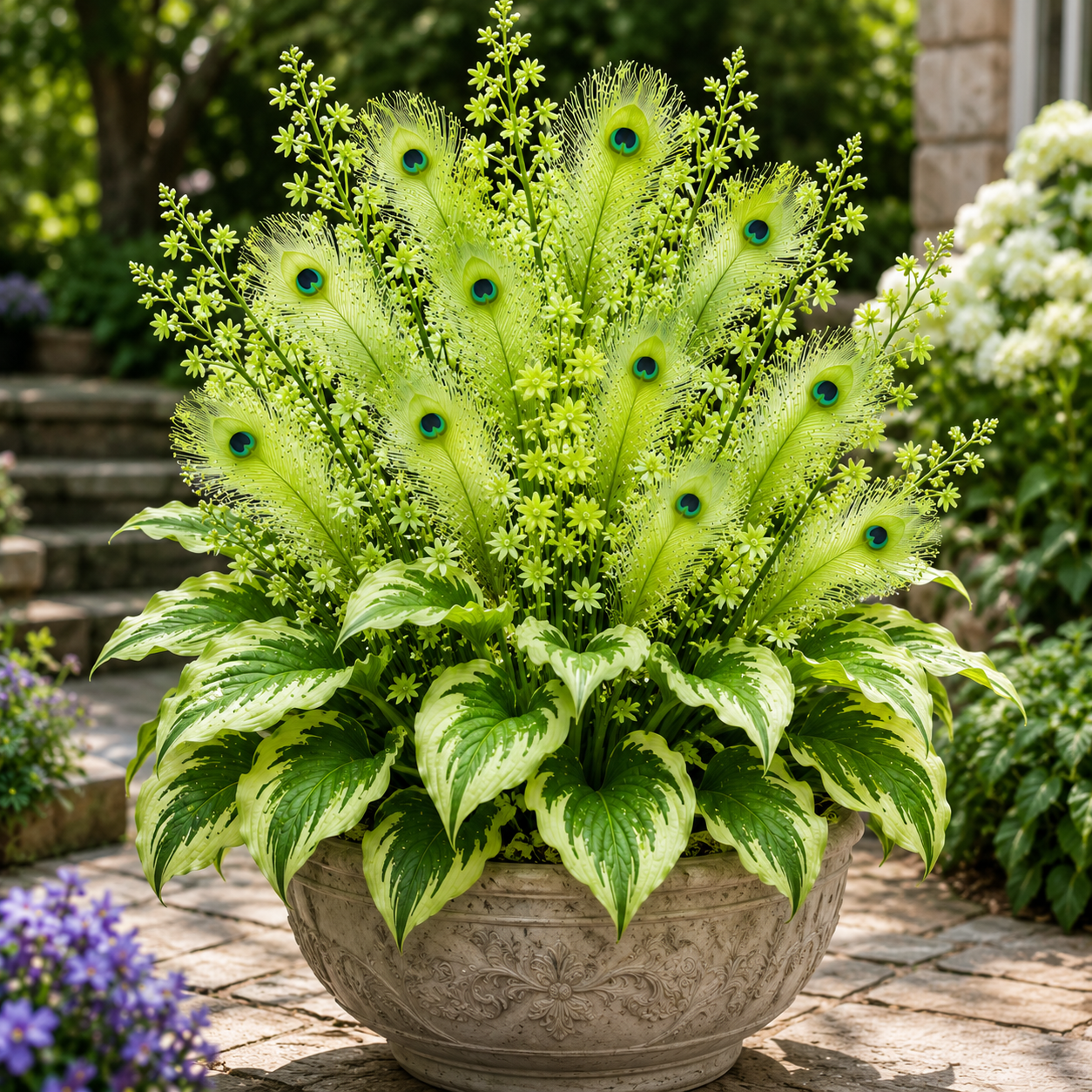 🌿🔥 Peacock Flame Hosta Seeds – Vibrant Multicolor Foliage for Gardens, Patios & Planters 🦚