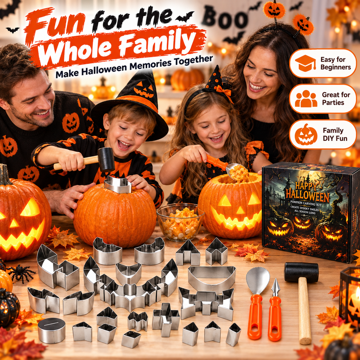 🎃Halloween Pumpkin Carving Kit – 12/24-Piece Family DIY Set