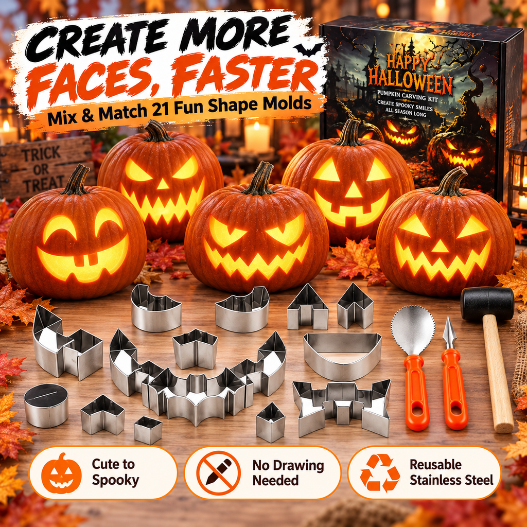 🎃Halloween Pumpkin Carving Kit – 12/24-Piece Family DIY Set