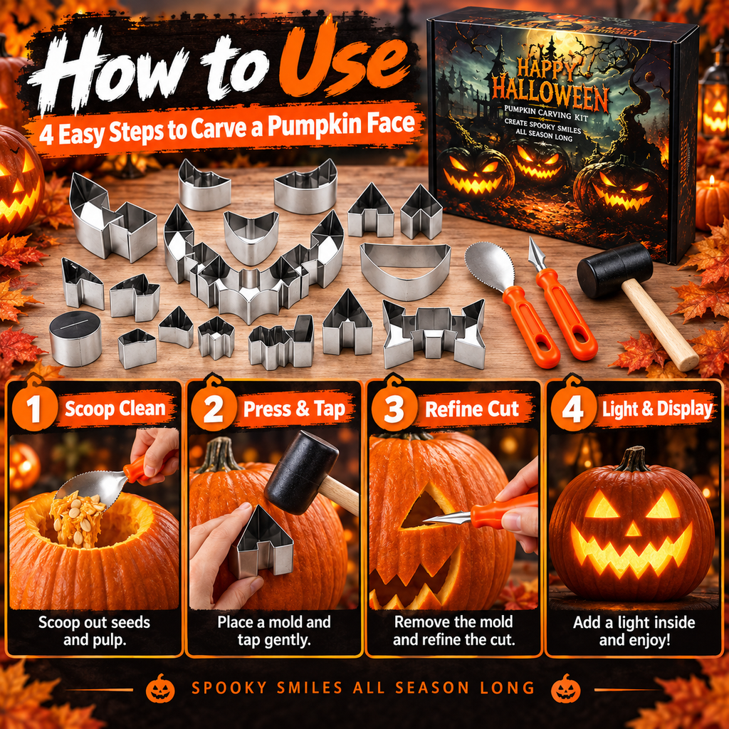 🎃Halloween Pumpkin Carving Kit – 12/24-Piece Family DIY Set