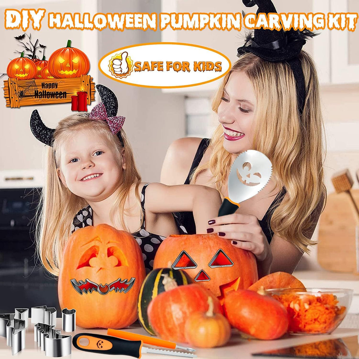 🎃Halloween Pumpkin Carving Kit – 12/24-Piece Family DIY Set