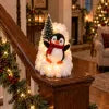 🐧🎄Playful Penguin Snowy Stair Railing Decor - Perfect Christmas Home Decor❄️