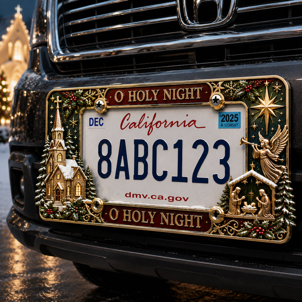 ⭐Compliance 100% Road Legal – No Plate Obstruction🎄Christmas License Plate Frame – Festive Style for Every Ride