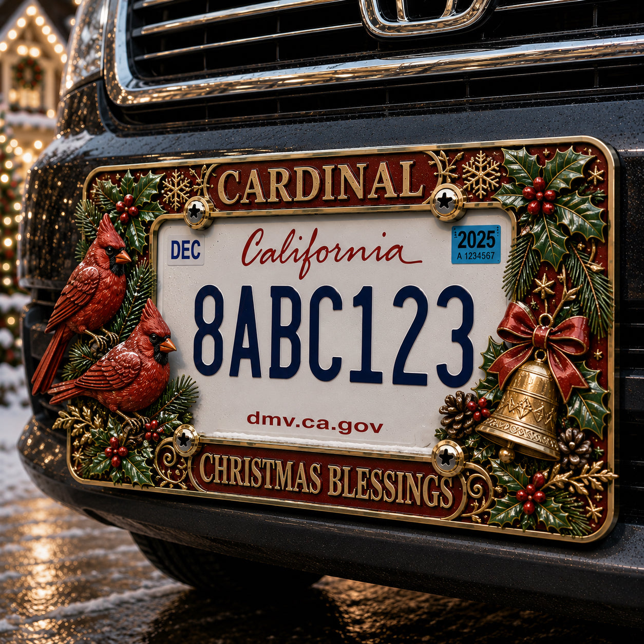 ⭐Compliance 100% Road Legal – No Plate Obstruction🎄Christmas License Plate Frame – Festive Style for Every Ride